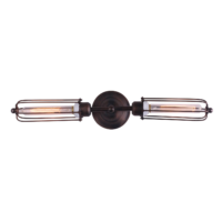 Vintage Edison Caged Sconce Inline Double Cylinder E27 Carbon Steel Black Wall Lamp