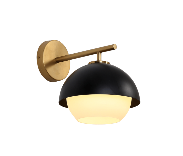 French boutique Black Brass Carbon steel Glass Wall Lamp