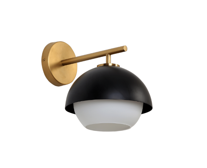 French boutique Black Brass Carbon steel Glass Wall Lamp