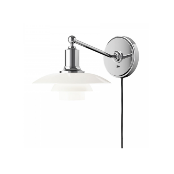 Louis Poulsen IRON White Glass Chrome Plated Wall Lamp 20 cm White With Switch