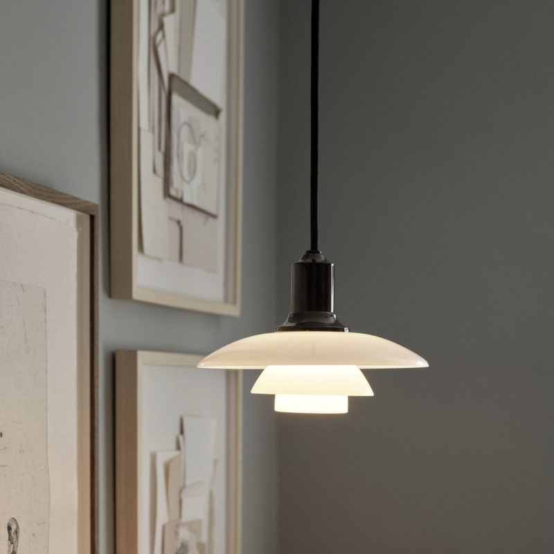 Concise Iron White Glass Chrome Plated Black Pendant Lamp