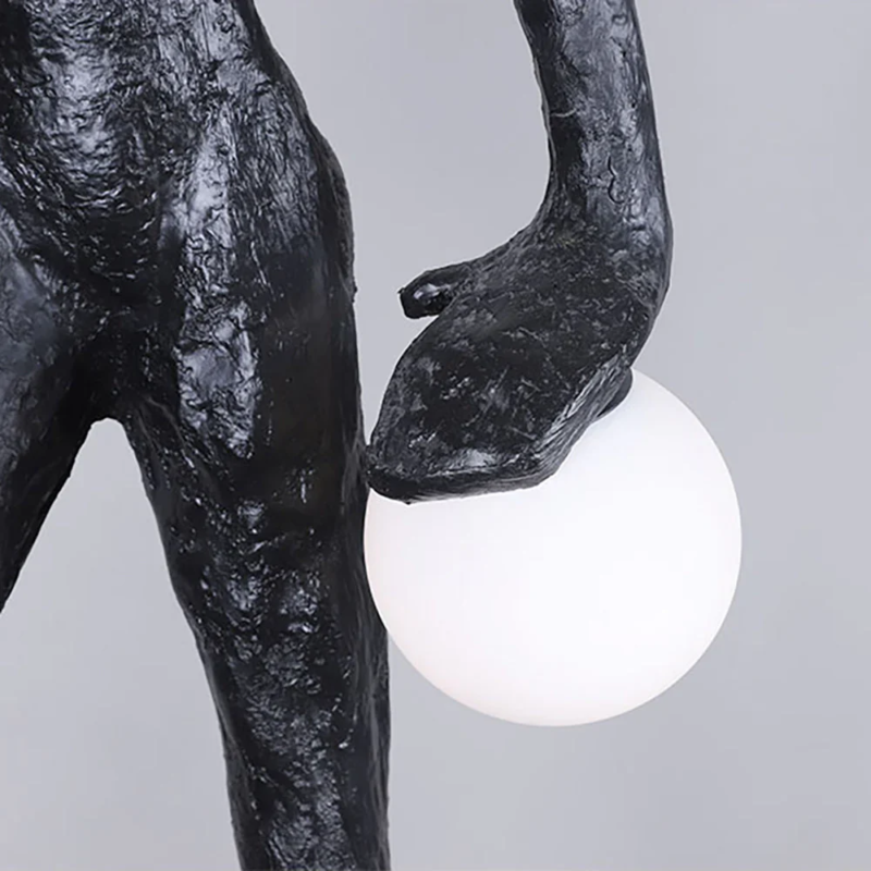 Creative Kick-Ball Black Statue Floor Lamp