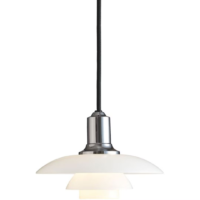 Louis Poulsen White Glass Chrome Plated IRON Pendant Lamp 20cm G9