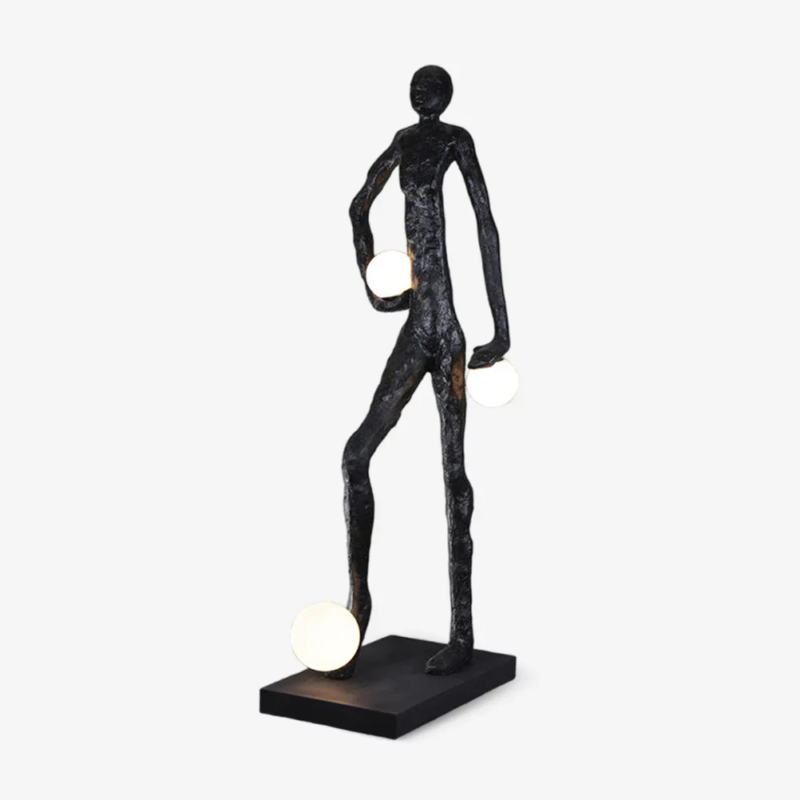 Creative Kick-Ball Black Statue Floor Lamp
