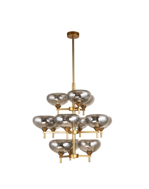 Modern n/a E27 Chandelier Glass Carbon Steel 12-Lights Smoke Grey Pendant Lamp