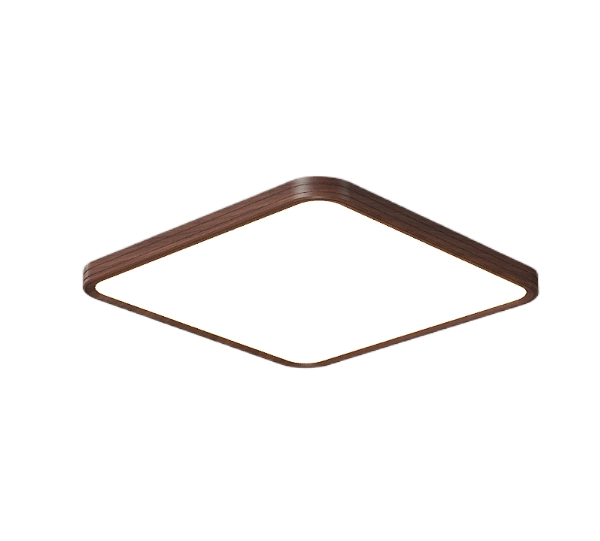 Classical Square Walnut Colored LED Lighting Fixtures Decorative Ceiling Lamp