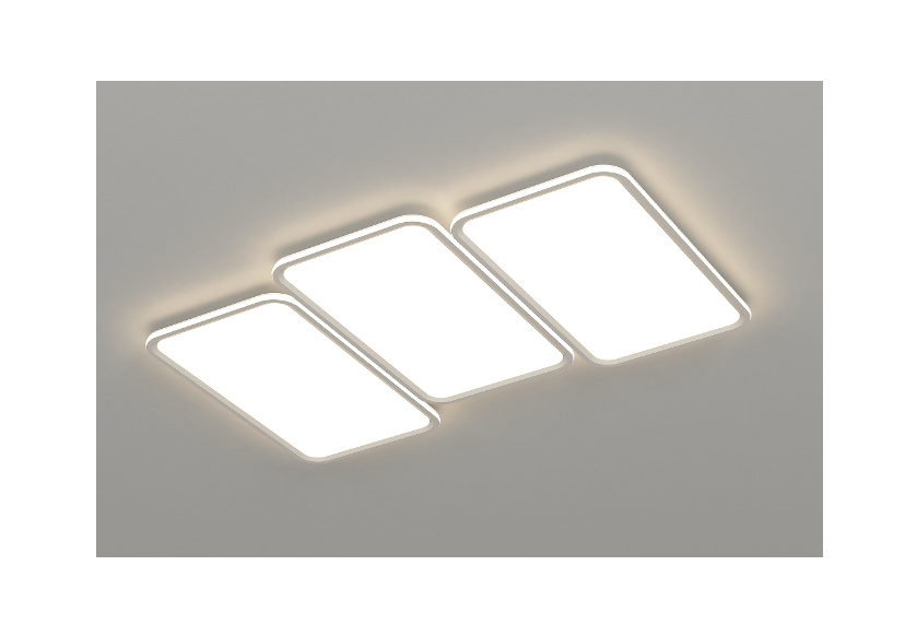 Minimalist White LED Lighting Fixtures Three Sided Ceiling Lamp