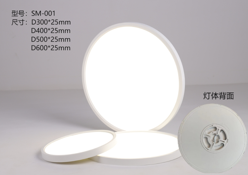 Ultra Thin Easy To Install Lighting Fixture Flat Ligh ABS Matte White LED Saving Ceiling Lamp