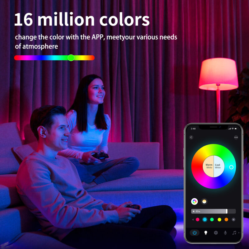 Minimalist Bedroom Night Lamp 9W WiFi+BLE+2.4G Single Voltage 100-130V Intelligent Full-color RGB+CCT Light Bulb