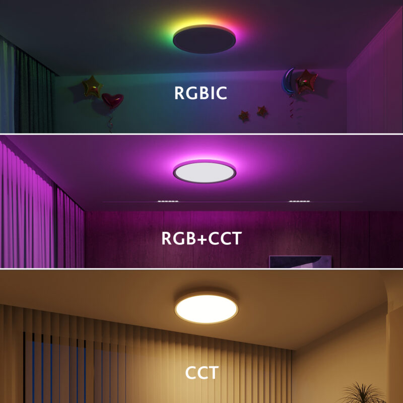 High-quality 30W WIFI Bluetooth RGBIC+CT LED Gaming Room Children's Room Intelligent Colorful Ceiling Light