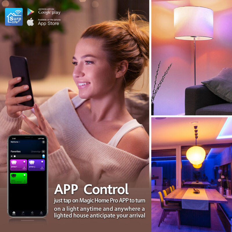 Minimalist Bedroom Night Lamp 9W WiFi+BLE+2.4G Single Voltage 100-130V Intelligent Full-color RGB+CCT Light Bulb