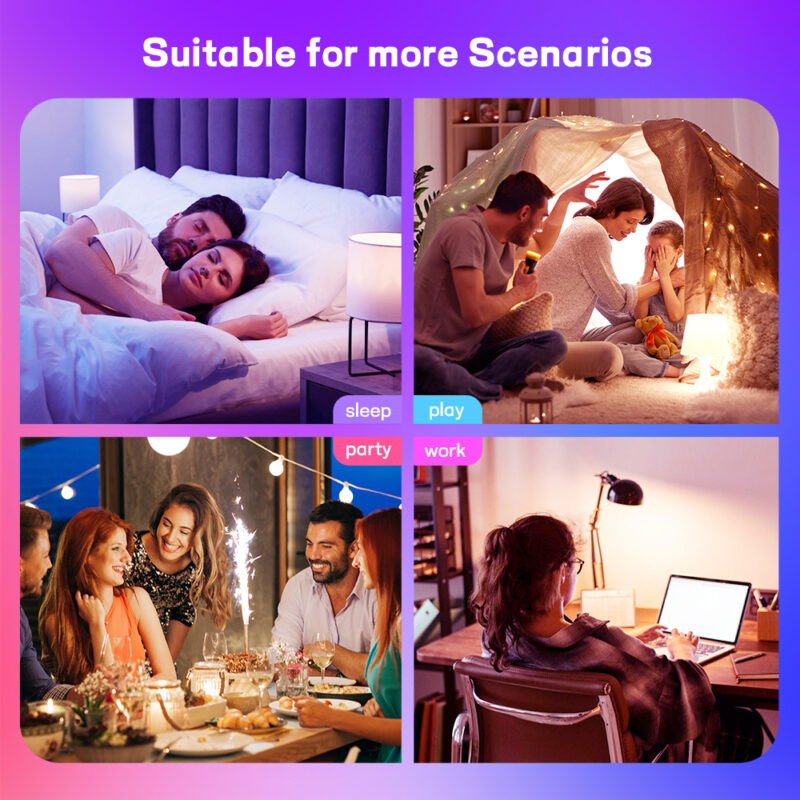 Minimalist Bedroom Night Lamp 9W WiFi+BLE+2.4G Single Voltage 100-130V Intelligent Full-color RGB+CCT Light Bulb
