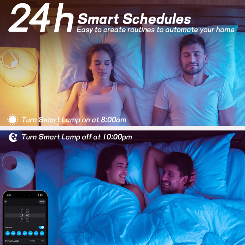 Minimalist Bedroom Night Lamp 9W WiFi+BLE+2.4G Single Voltage 100-130V Intelligent Full-color RGB+CCT Light Bulb