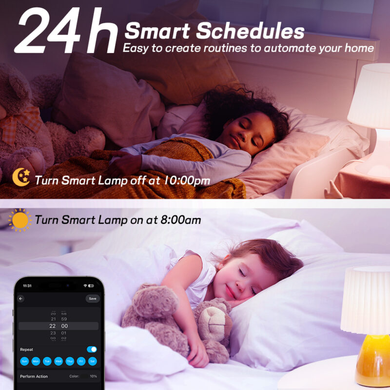 Minimalist Bedroom Night Lamp 9W WiFi+BLE+2.4G Single Voltage 100-130V Intelligent Full-color RGB+CCT Light Bulb