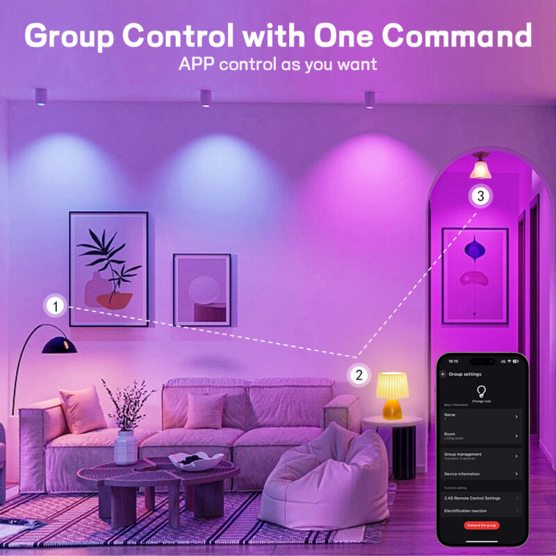 Minimalist Bedroom Night Lamp 9W WiFi+BLE+2.4G Single Voltage 100-130V Intelligent Full-color RGB+CCT Light Bulb