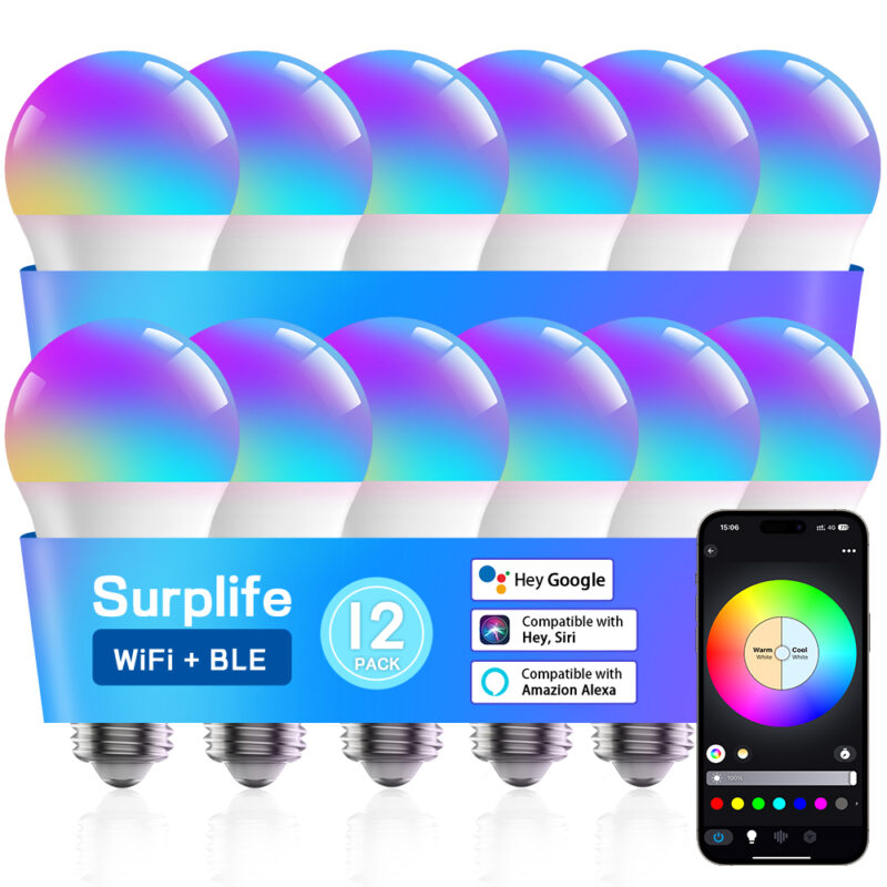 Minimalist Bedroom Night Lamp 9W WiFi+BLE+2.4G Single Voltage 100-130V Intelligent Full-color RGB+CCT Light Bulb