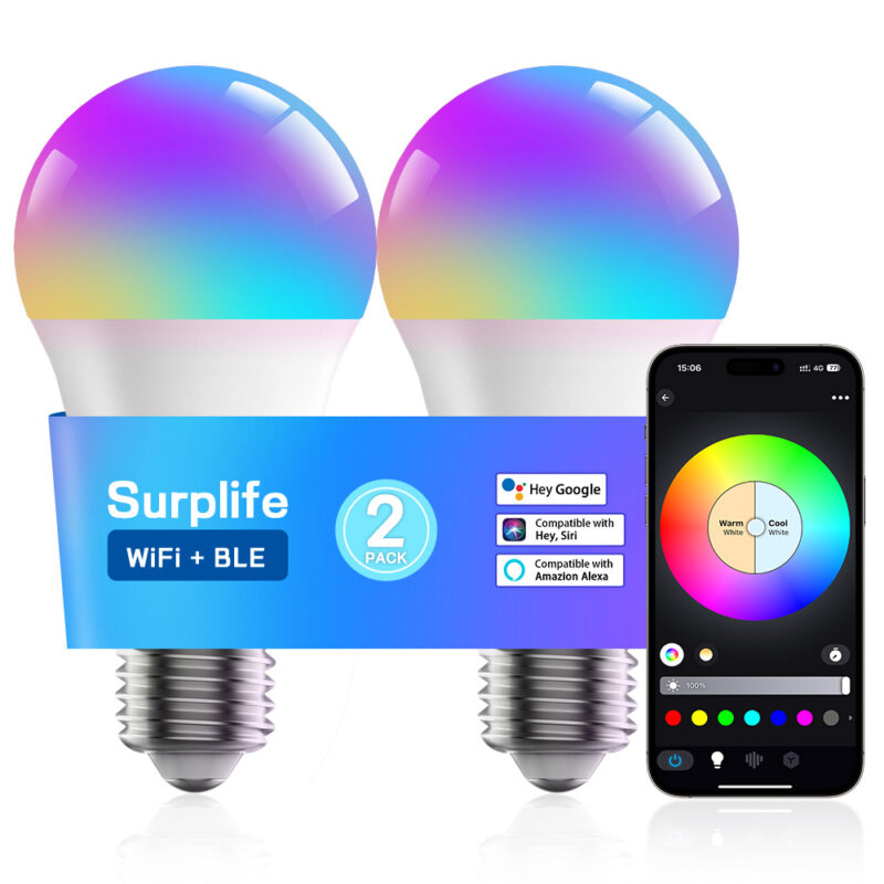 Minimalist Bedroom Night Lamp 9W WiFi+BLE+2.4G Single Voltage 100-130V Intelligent Full-color RGB+CCT Light Bulb