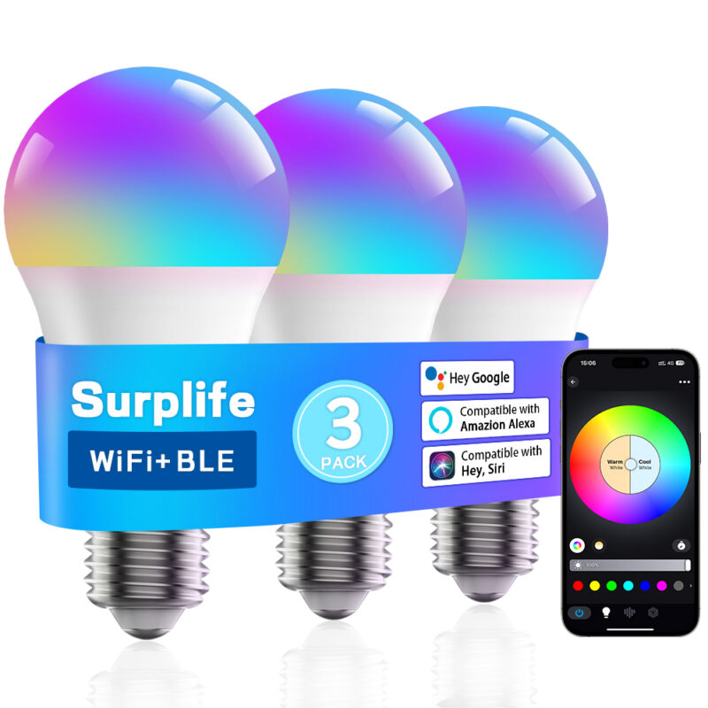 Minimalist Bedroom Night Lamp 9W WiFi+BLE+2.4G Single Voltage 100-130V Intelligent Full-color RGB+CCT Light Bulb
