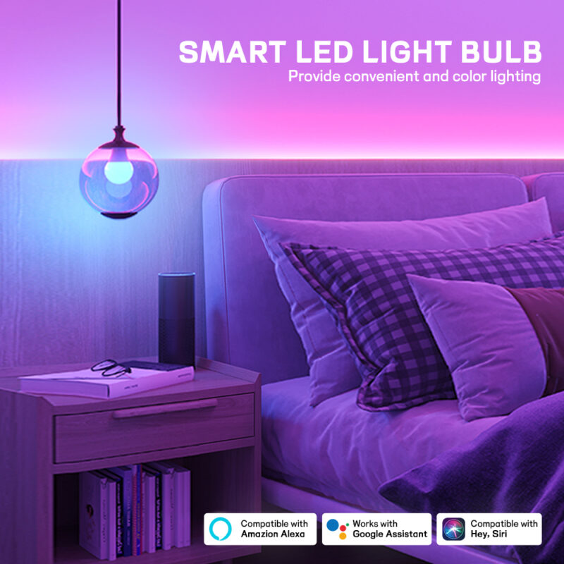 Minimalist Bedroom Night Lamp 9W WiFi+BLE+2.4G Single Voltage 100-130V Intelligent Full-color RGB+CCT Light Bulb