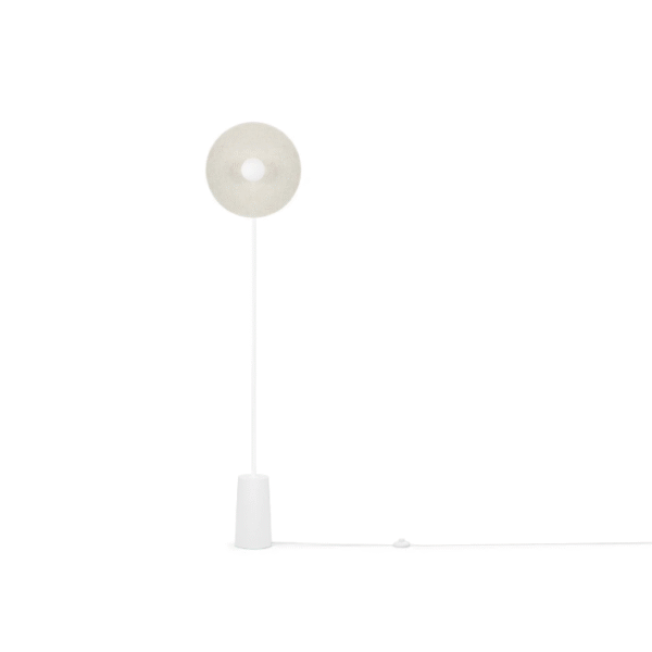 Sleek Modern Elegance Natural Woven Fabric Amelie Floor Lamp White