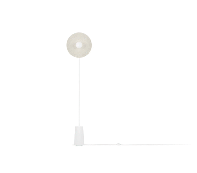 Sleek Modern Elegance Natural Woven Fabric Amelie Floor Lamp White