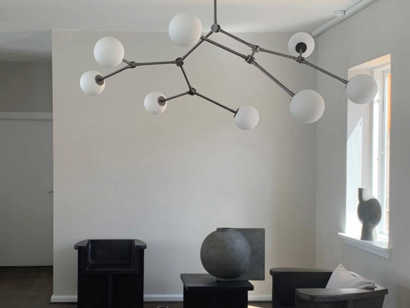 Nordic Light Luxury Creative Branch Chandelier Iron Glass Living Room Restaurant Pendant Lamp G9*8
