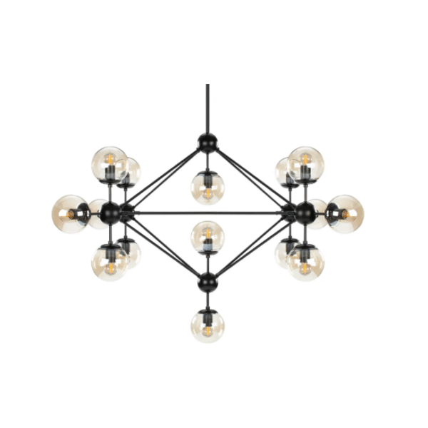 Modern Distinctive Loft Living Room Moto Chandelier Smoked Glass Black Pendant Lamp Large