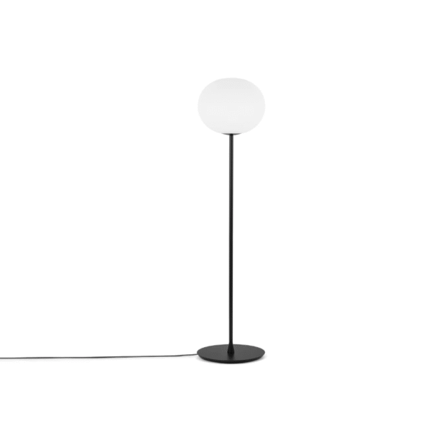 Simple Creative Vertical Elegance Spherical Glo Ball Floor Lamp Frosted Glass Black