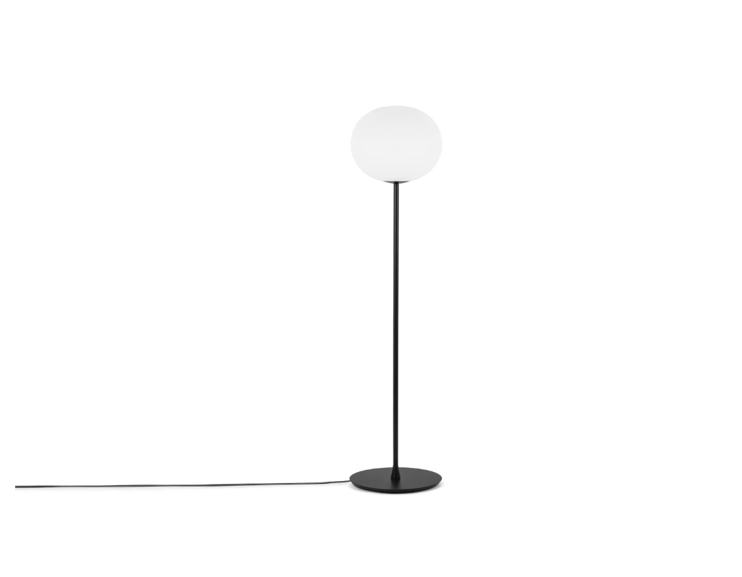 Simple Creative Vertical Elegance Spherical Glo Ball Floor Lamp Frosted Glass Black