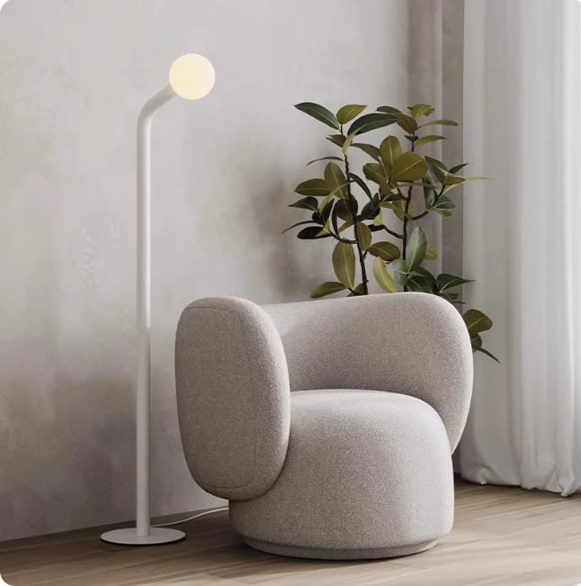 Nordic Creative Living Room Sofa Standing Light Simple Black/White Glass Floor Lamp G9