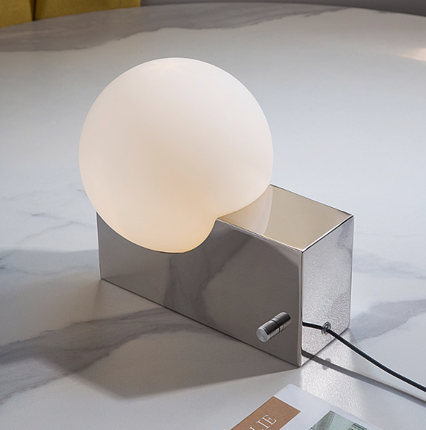 Minimalist Creative Geometric Shape Desk Light Study Bedroom Headboard Glass Globe Table Lamp G9