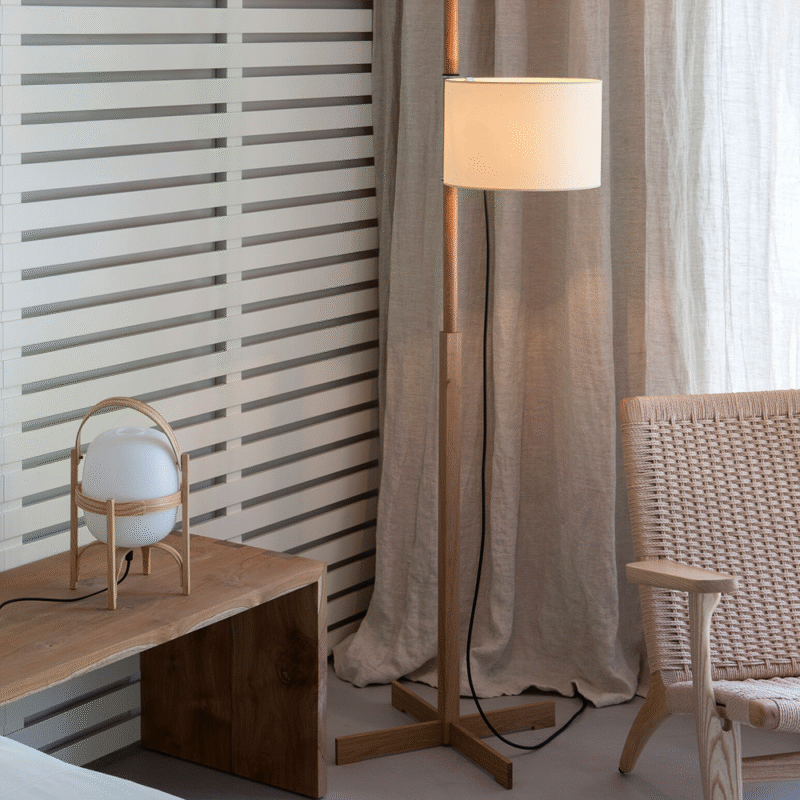 Elegant Minimalist Oak Original Color Living Room Bedroom Study Wood Floor Lamp E27