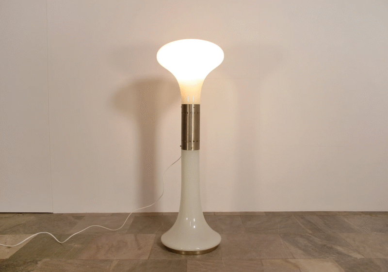 Vintage Milky White Glass & Chrome Lighting Sculptural Living Room Floor Lamp E27 G9*2