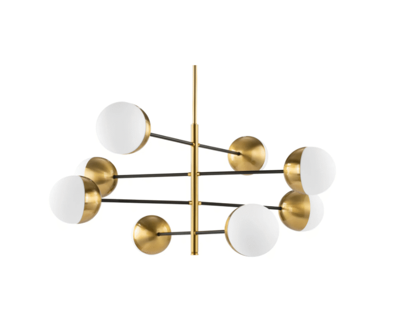 Elegant round globes Chandelier Adjustable Pole Brass Aurore Pendent Lamp