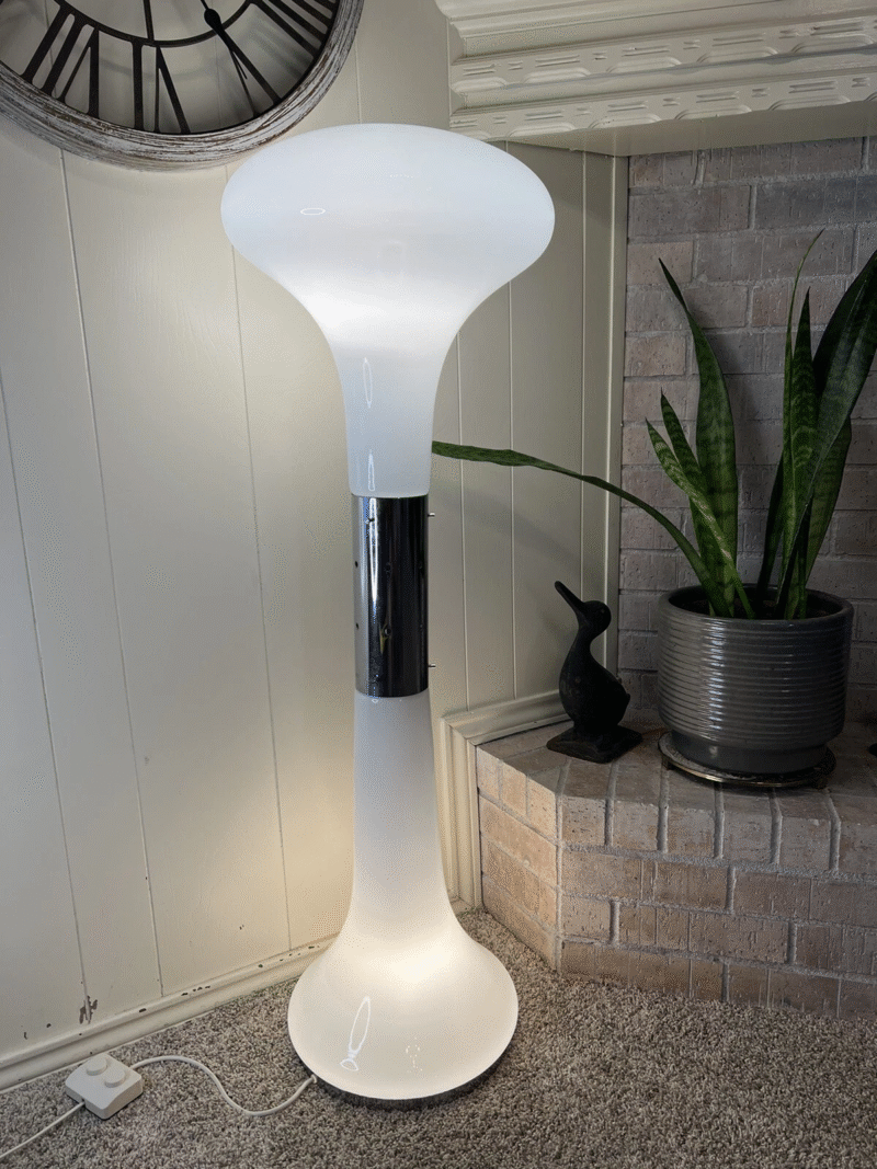 Vintage Milky White Glass & Chrome Lighting Sculptural Living Room Floor Lamp E27 G9*2