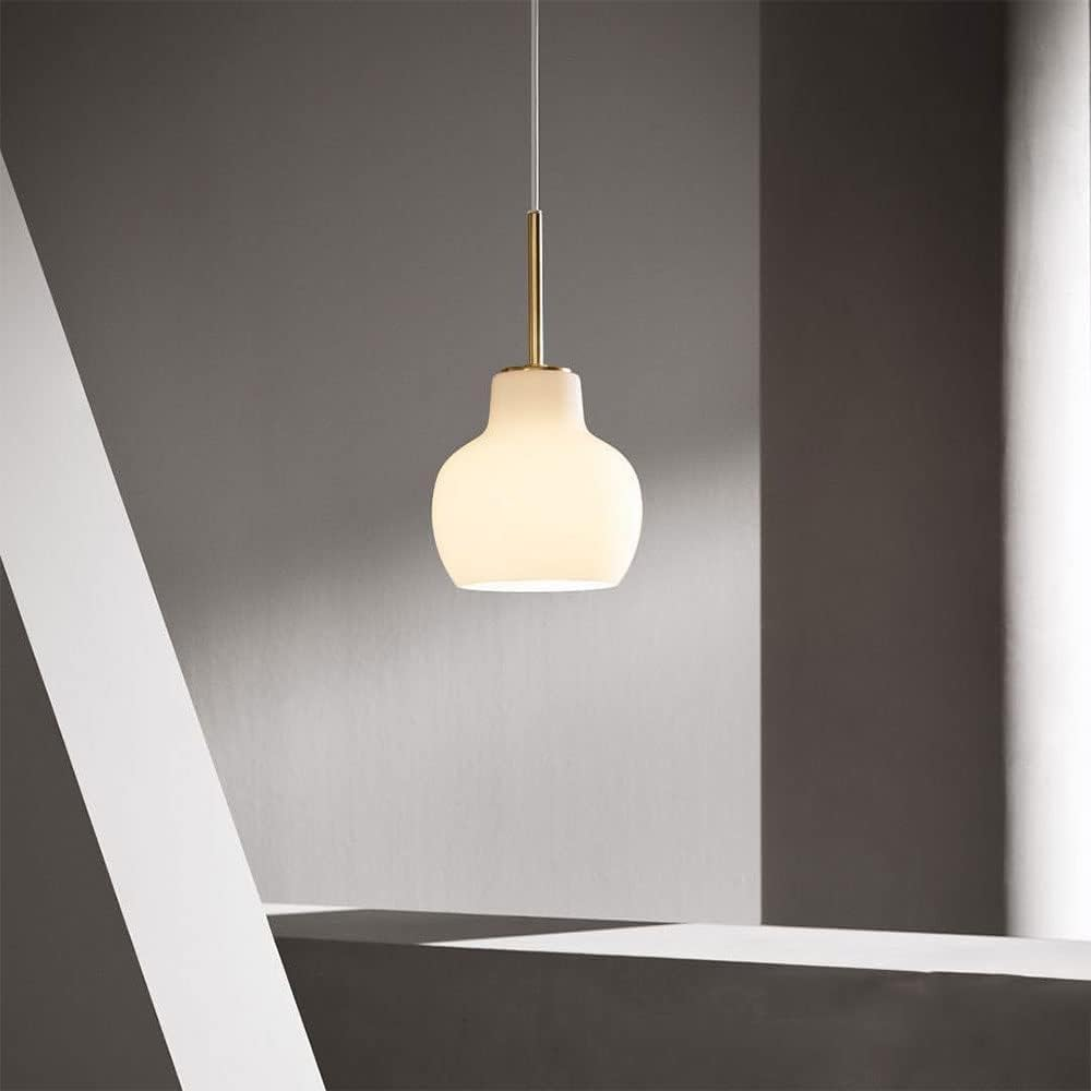 Nordic retro Study Bedroom Single Light Gold Ring Crown White Glass Pendant Lamp E27