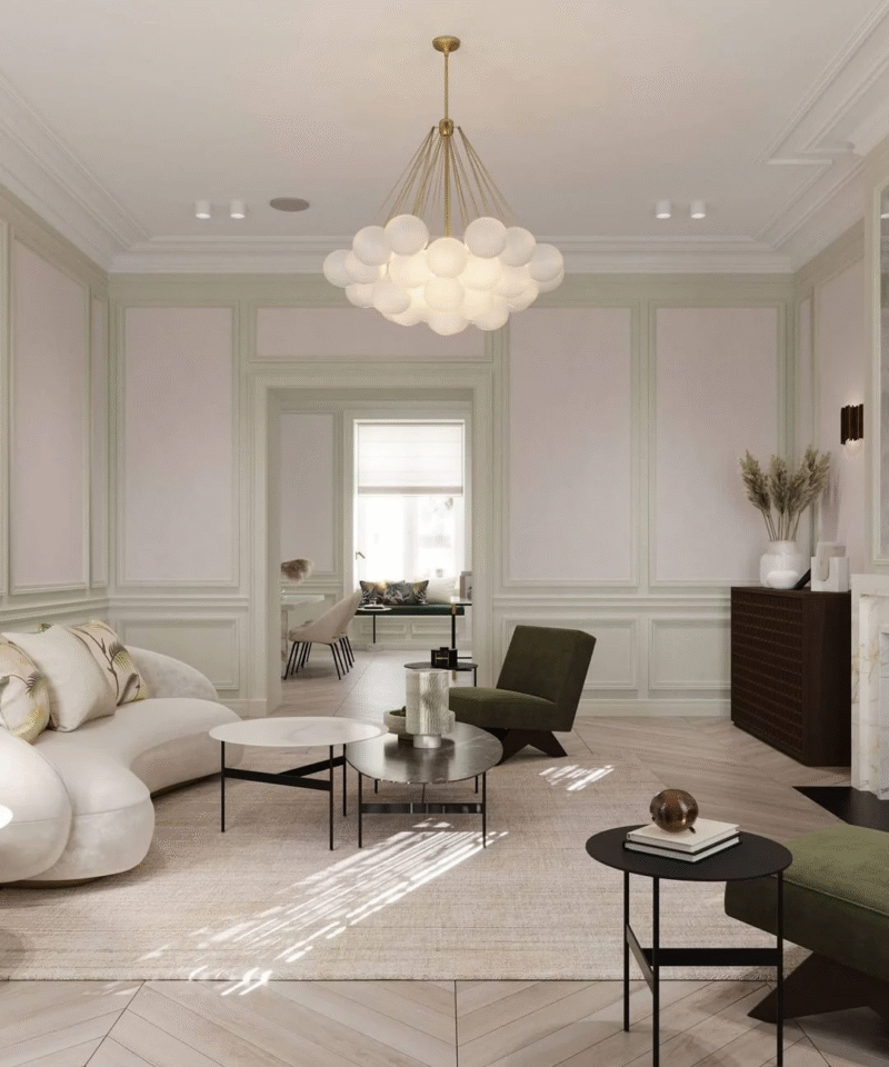 Luxury Elegant Cloud Chandelier Gold and Frosted Glass Pendent Lamp Large