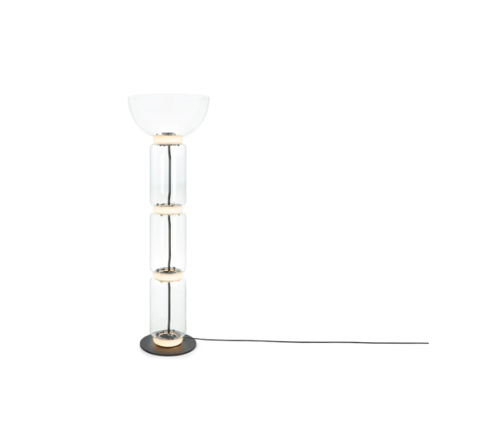 Modern Sleek Refined Glass Metal Restaurant Cafe Noctambule Floor Lamp