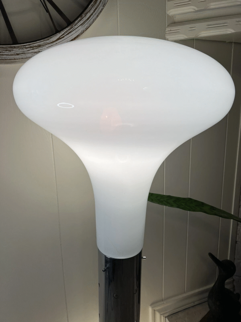Vintage Milky White Glass & Chrome Lighting Sculptural Living Room Floor Lamp E27 G9*2