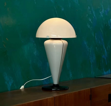 Elegant Retro Bedroom Desk Light Black+White Glass Study Table Lamp E27