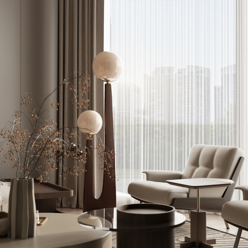 Nordic Modern Living Study Room Bedroom E14+G9 Light Source Solid Wood Floor Lamp
