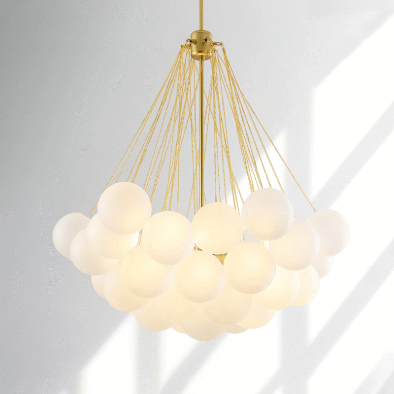 Luxury Elegant Cloud Chandelier Gold and Frosted Glass Pendent Lamp Large
