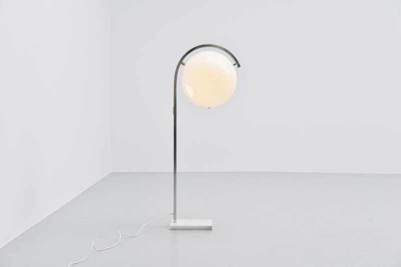 Fashion Creative Arc Shaped Lamp Arm Spherical Lampshade Bedroom Floor Lamp E27
