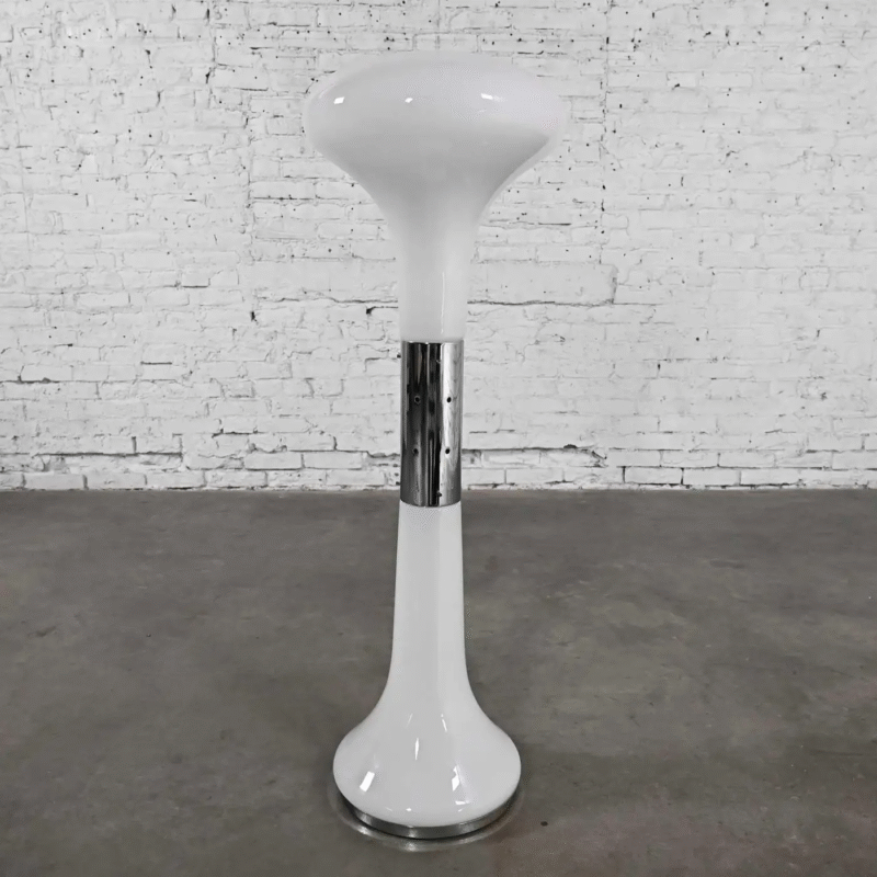 Vintage Milky White Glass & Chrome Lighting Sculptural Living Room Floor Lamp E27 G9*2