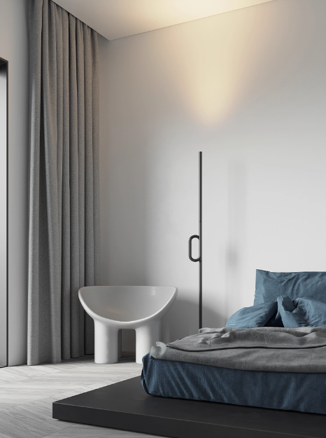Modern Minimalist Study Bedroom Bedside Light Black White Living Room Floor Lamp G9