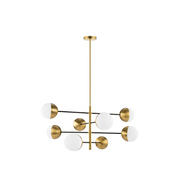 Elegant round globes Chandelier Adjustable Pole Brass Aurore Pendent Lamp