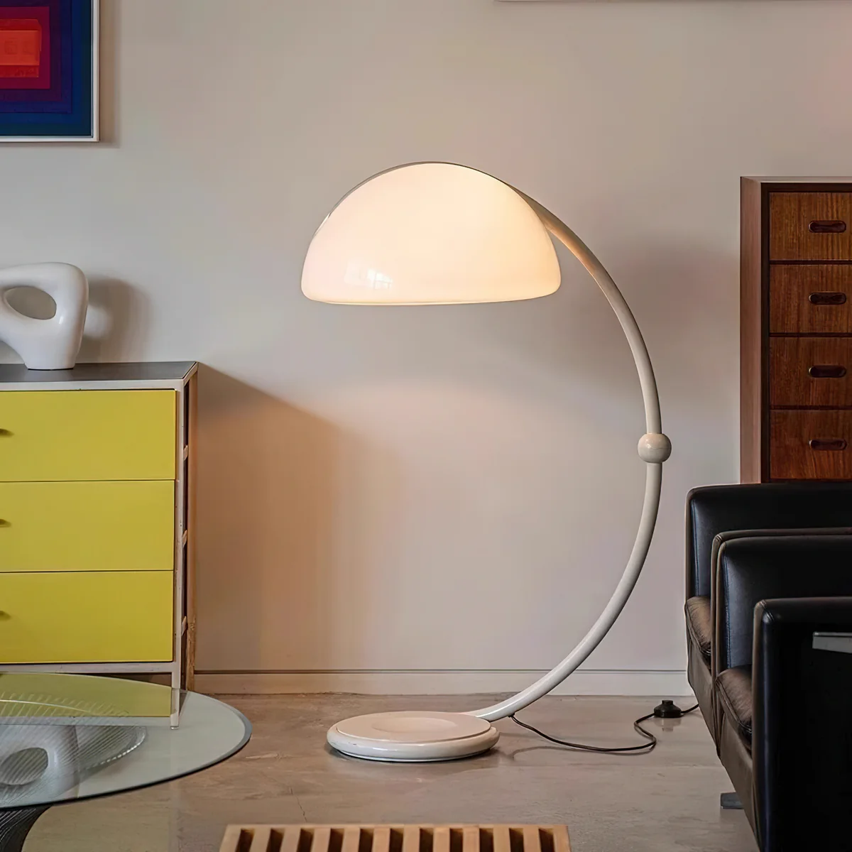 Mid Century Vintage White Decor Lighting Fixtures Living Room Bedroom Acrylic Serpente Floor Lamp E27