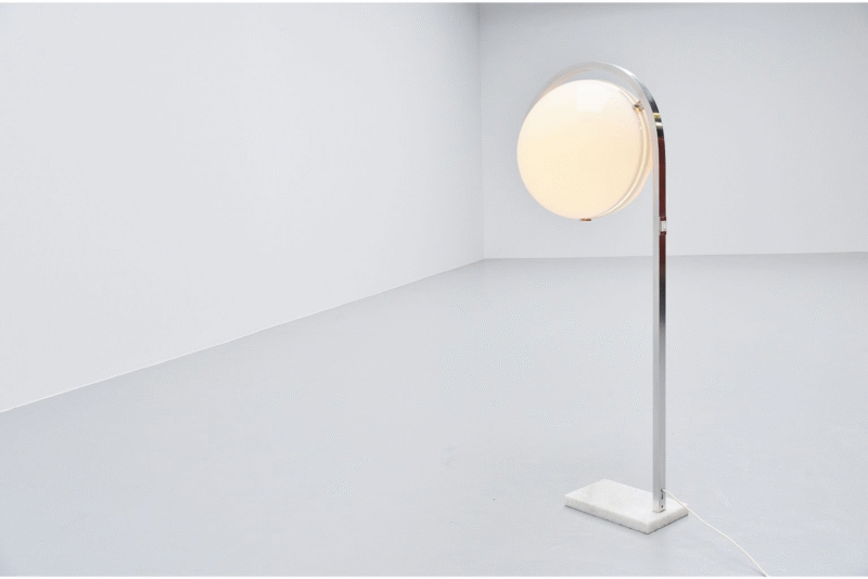 Fashion Creative Arc Shaped Lamp Arm Spherical Lampshade Bedroom Floor Lamp E27