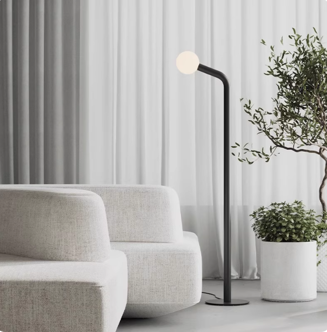 Nordic Creative Living Room Sofa Standing Light Simple Black/White Glass Floor Lamp G9
