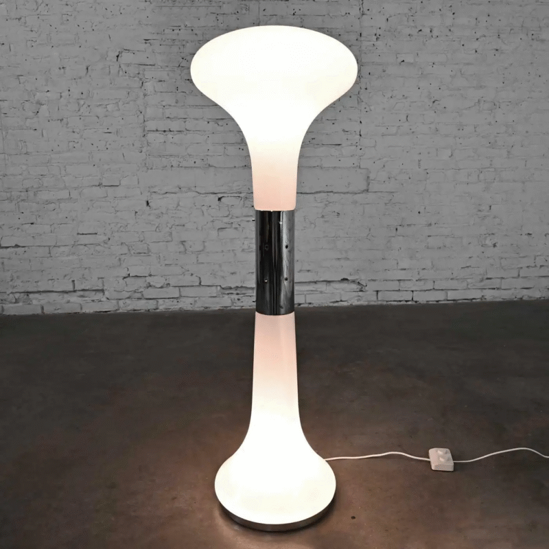 Vintage Milky White Glass & Chrome Lighting Sculptural Living Room Floor Lamp E27 G9*2